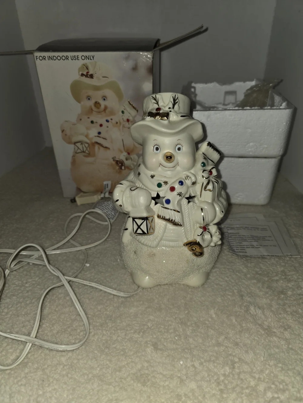 jcpenney Home Collection Gray Porcelain Snowman Lamp Box